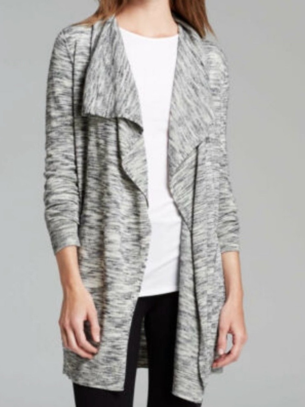 Theory Trincy C Draped Wool Blend Gray Open-Front Cardigan Sweater Size Small